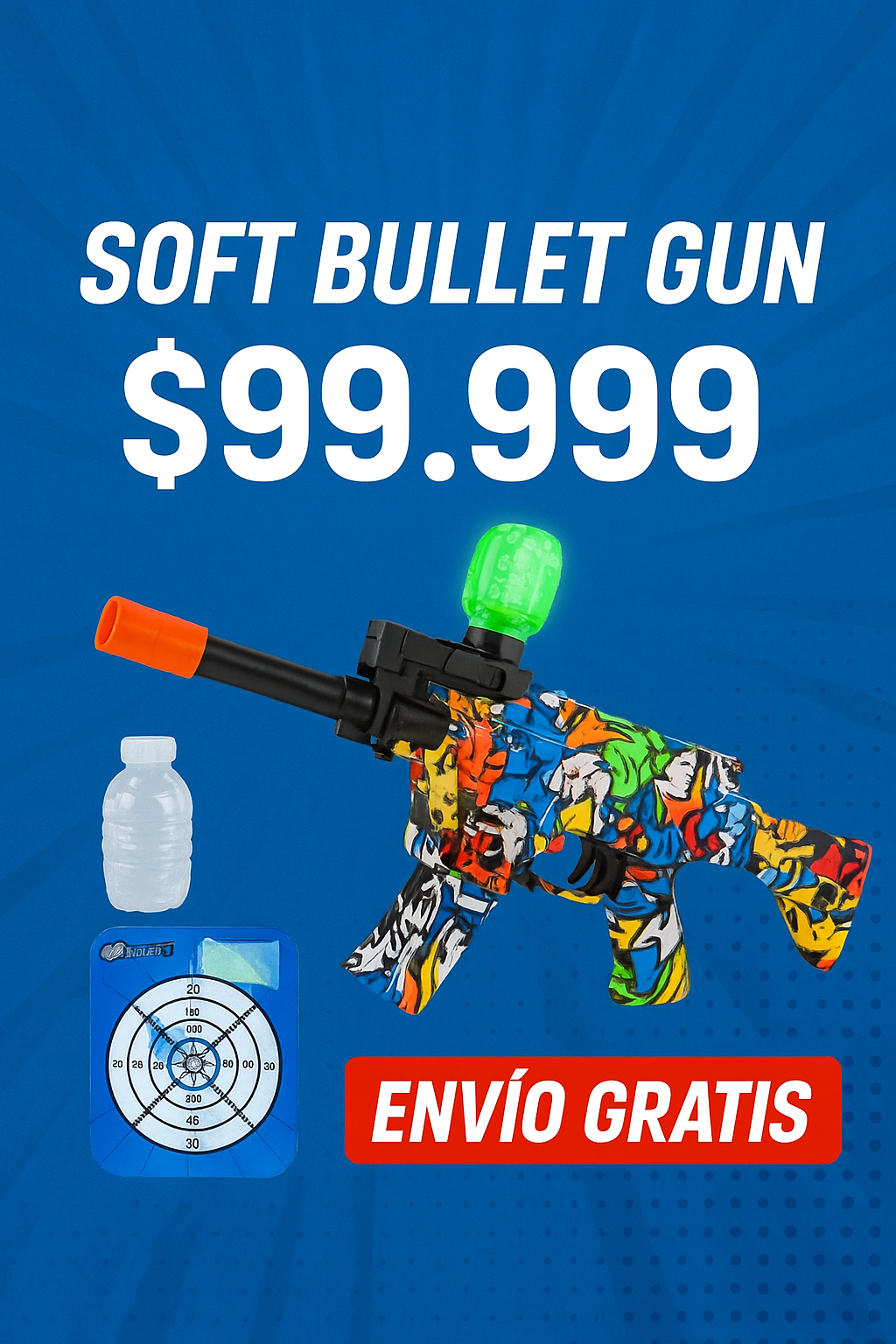 Juguete: Pistola hidrogel ametralladora + Gafas de seguridad